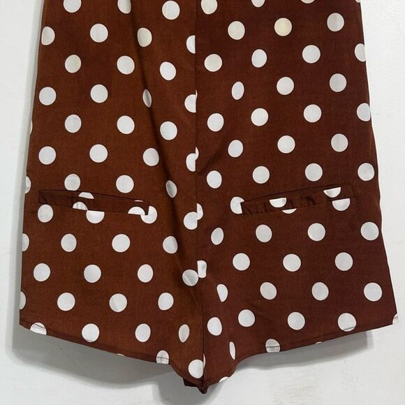 NWT Reverse Mocha White Polka Dot Jumper Size XS Adjustable Straps Patch Pockets - Picture 6 of 7